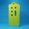 Green Remote control icon isolated on blue background. Minimalism concept. 3D render illustration Royalty Free Stock Photo
