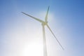 Green renewable energy concept - wind generator turbines in sky Royalty Free Stock Photo