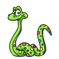 Green reptile snake cheerful character illustration cartoon