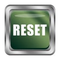 Green RESET button. Control interface element. Vector refresh function. Shiny program icon. Royalty Free Stock Photo