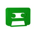 Green Retro audio cassette tape icon isolated on transparent background.