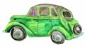 Green retro car