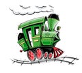 Green retro cartoon locomotive Royalty Free Stock Photo