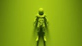 Green Retro Spaceman Astronaut Cosmonaut with Bright Green Background