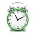 Green retro styled classic alarm clock isolated