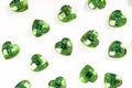 Green Rhinestone background. Heart shape texture as backdrop white studio photo. Bling rhinestone crystal