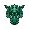 green Rhinoceros animal monster creature beast face design