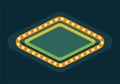 Green rhombus retro marquee light frame flat illustration