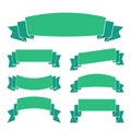 Green ribbon banners set Beautiful Royalty Free Stock Photo