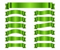 Green ribbon banners set silk Royalty Free Stock Photo