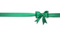 Green ribbon with bow Royalty Free Stock Photo