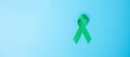 Green Ribbon color on blue background for supporting people living and illness. Liver, Gallbladders bile duct Cancer and organ