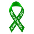 Green ribbon. Mental world awareness day concept, 3D rendering