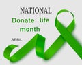 Green ribbon. Scoliosis, Mental Health, and another symbol of awareness. Vector illustration. Royalty Free Stock Photo