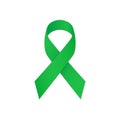Green ribbon on a white background, as symbol mental health.