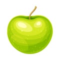 Green ripe apple. Fresh juicy glossy fruit vector illustration