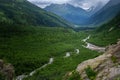 Green river valley canyon wide summer panorama North Caucasus