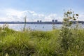 Green Riverfront at Riverside Park South along the Hudson River in Lincoln Square New York with a New Jersey Skyline View