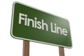 Green road sign banner with finish line word