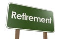 Green road sign banner with retirement word Royalty Free Stock Photo