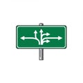 Green Road Sign with Multiple White Arrows Indicating Multiple Directions Royalty Free Stock Photo