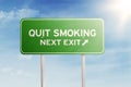 Green road sign with text of quit smoking Royalty Free Stock Photo