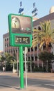 a green advertising roadside sign in gran canaria showing the temperature in degrees celcius