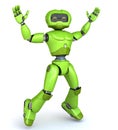 Green robot jumps up