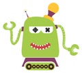 Green robot monster. Funny kid game character