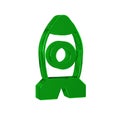 Green Rocket ship toy icon isolated on transparent background. Space travel.