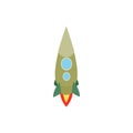 Green rocket with two portholes icon Royalty Free Stock Photo