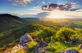 Green Rocky moutain at sunset - Slovakia Royalty Free Stock Photo