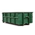 Green Roll-Off Dumpster Container Isolated on White Royalty Free Stock Photo