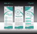 Green Roll Up Banner template vector illustration