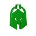 Green Roman army helmet icon isolated on transparent background.