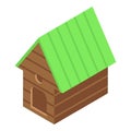 Green roof doghouse icon isometric vector. Dog kennel