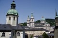 Green Roof Domes of Salzburg Cathedral. Salzburg, Austria, August 3, 2013. Royalty Free Stock Photo