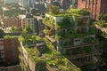 green rooftop gardens on urban buildings