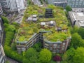 Green rooftop office building with nature and relaxation