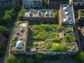 Green rooftop office building with nature and relaxation