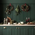 Green Room With Wreaths on Wall