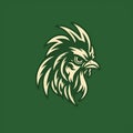 Green Rooster Logo: Strong Facial Expression In Lyon School Style