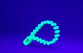 Green Rosary beads religion icon isolated on blue background. Minimalism concept. 3d illustration 3D render