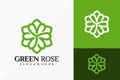 Green Rose Floral Logo Vector Design. Abstract emblem, designs concept, logos, logotype element for template Royalty Free Stock Photo