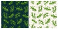 Green rosemary branche seamless herbs pattern. Colorful sketch cartoon doodle style