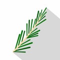 Green rosemary twig icon, flat style
