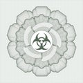 Green rosette money style emblem. with biohazard icon inside EPS10