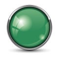 Green round button isolated on white background Royalty Free Stock Photo