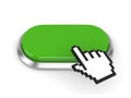 Green round button with steel border on white background Royalty Free Stock Photo