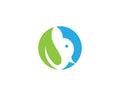 Green Round Elephant Mammal Isolated Logo Design